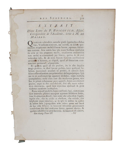 Extrait d'une Lettre du P. Boscovich, Jésuite,…