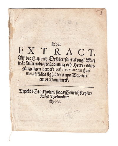Kort extract aff dee hufwud-orsaker, som Kongl.…