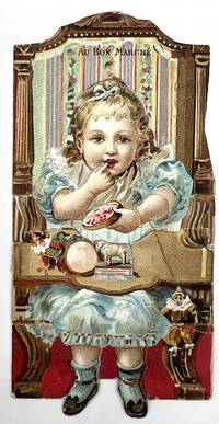 Au Bon Marche 3D Movable Die-cut Toddler Paper Doll in High Chair with Toy Wheeled Lamb