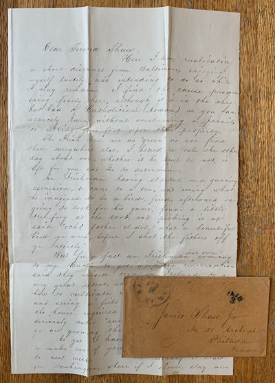 Autograph Letter Signed Baltimore, August 3, 1855, to James Shaw, Jr., Philadelphia
