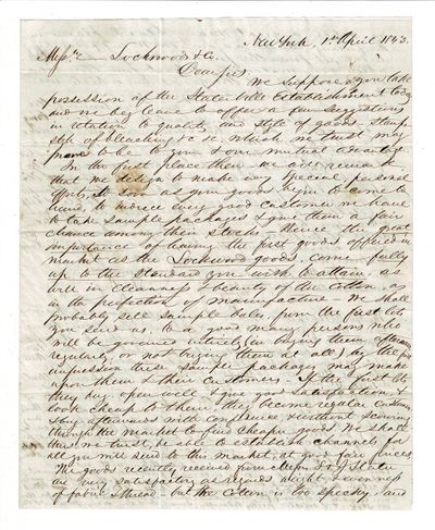 New York & Providence, 1843. Quarto and small folio, all bifoliate, with address panels on versos of...