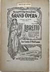 Contes d'Hoffmann (Tales of Hoffmann), Opera in Three Acts with a Prologue and an Epilogue, First presented at the Paris Opera, February 10, 1881; Metropolitan Opera House Grand Opera, Edward Johnson, General Manager. Libretto, The Original Italian French or German Libretto with a Correct English Translation. Les Contes D'Hoffmann, Fred. Rullman, Inc., 17 East 42nd Street, New York City. The Only Correct and Authorized Edition, Knabe Piano Used Exclusively