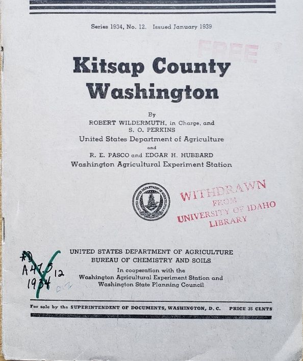 BIBLIO Soil survey of Kitsap County Washington by Wildermuth, Robert