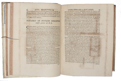 De Lineis Opticis, et alia; Excerpta ex literis ad--- (+) Schediasma de Resistentia Medii, & Motu projectorum gravium in medio resistente. (+) Tentamen de Motuum Coelestium causis. (+) De Linea Isochrona, in qua grave sine acceleratione descendit, & d... - [THE WAR OF THE GIANTS NEWTON AND LEIBNIZ ON THE WORLD SYSTEM] (photo 3)