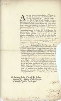 Document signed by all three as Lords of the Treasury, (Laurence Hyde, 1641-1711, 1st Earl, brother-in-law of James II), DERING (Sir Edward, 1625-1684, 2nd Bt.), and GODOLPHIN (Sidney, 1645-1712, 1st Earl, Queen Anne's Lord High Treasurer),