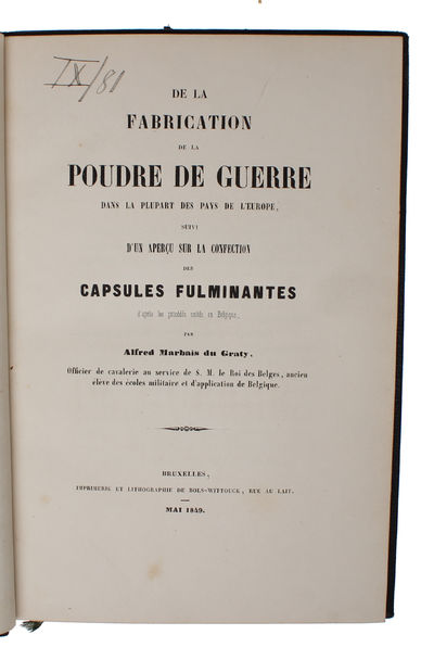 De la Fabrication de la Poudre de Guerre dans la plupart des Pays de L'Europe, suivi d'un apercu sur la Confection des Capsules Fulminantes. (photo 2)