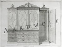 image of 18th c. Thomas Sheraton Furniture Engraving: A Wardrobe, From The Cabinet Maker And Upholsterer’s Drawing Book