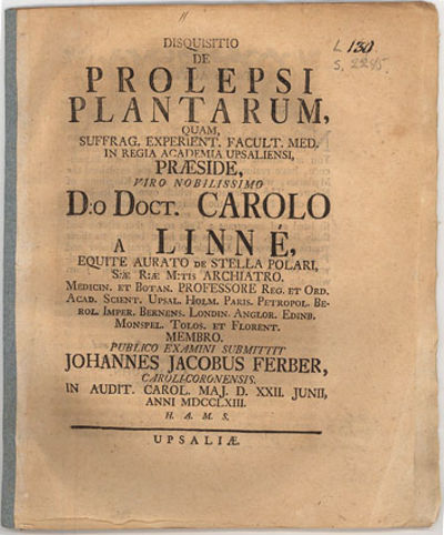 Disquisitio de prolepsi plantarum. A.a.