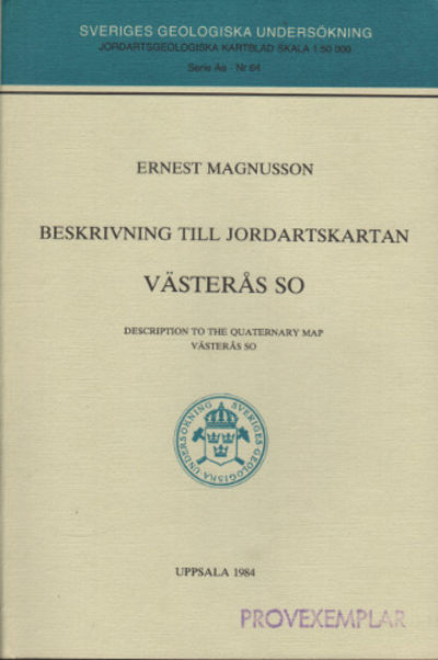 BESKRIVNING TILL JORDARTSKARTAN VÄSTERÅS SO.