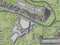 Hand Colored 1636 Print, Map of Roquecourbe, from 'Les plans et profils de toutes les principales villes et lieux considerables de France