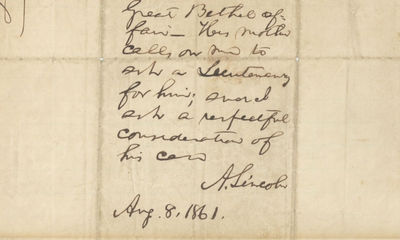 President Abraham Lincoln Seeks to Reward a Distinguished Soldier from the First Major Conflict of the Civil War, the Battle of Big Bethel, and Honor the Personal Request of His Mother
