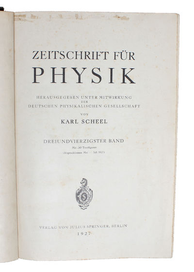 Über den anschaulichen Inhalt der quantentheoretischen Kinematik und Mechanik. (On the physical content of the quantum theoretical kinematics and mechanics). - [FIRST ANNOUNCEMENT OF THE UNCERTAINTY PRINCIPLE] (photo 2)