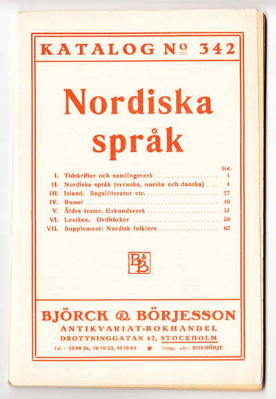Björck & Börjesson. Katalog No. 342. Nordiska…