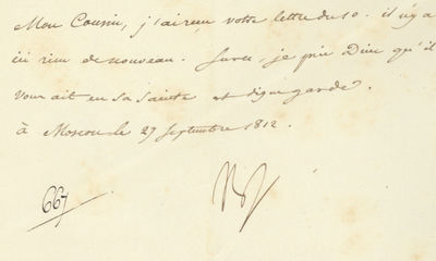 Napoleon Writes from the Kremlin in Moscow During His Ill-Fated Invasion