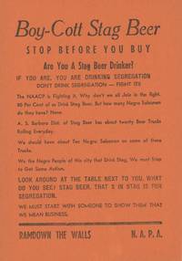 Boy-Cott Stag Beer. Stop Before You Buy. Are You A Stag Beer Drinker? If You Are, You Are Drinking Segregation