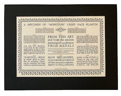 A Specimen of ”Monotype” Light Face Plantin.…