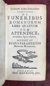 View Image 3 of 12 for . De funeribus Romanorum libri quatuor cum appendice. Accessit et Funus parasiticum Nicolai Rigaltii Inventory #30