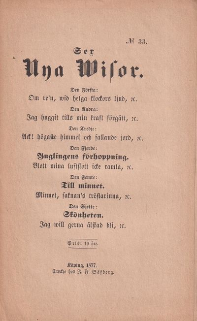 Sex nya wisor. Den första: Om re’n, wid helga…