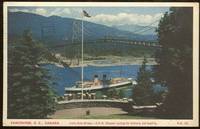 C.P.R. STEAMER SAILING FOR VICTORIA AND SEATTLE, LIONS GATE BRIDGE, VANCOUVER, BRITISH COLUMBIA,...