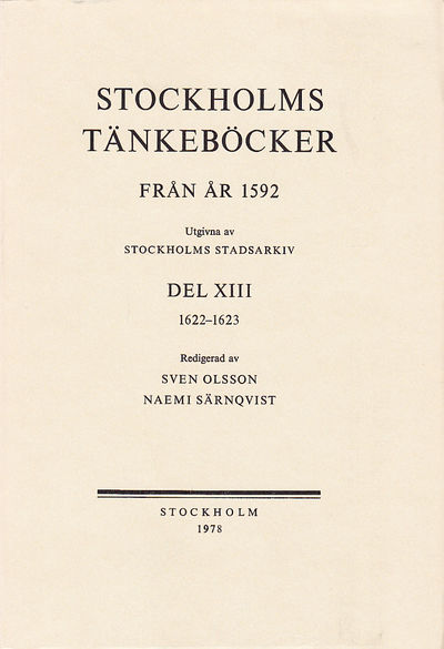 Stockholms tänkeböcker från år 1592. Utgivna av…