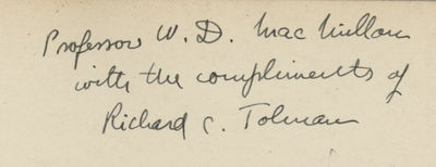 The Theory of Relativity in Motion [Inscribed to William Duncan Macmillan]