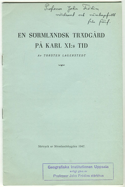 En sörmländsk trädgård på Karl XI:s tid. Särtryck…