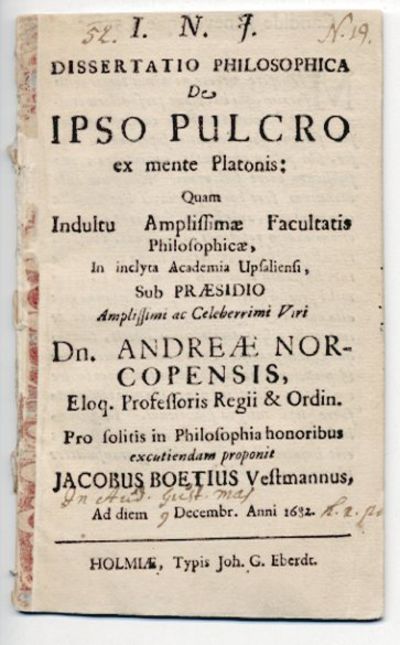 Dissertatio philosophica de ipso pulcro ex mente…