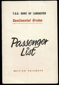 T.S.S. Duke of Lancaster Continental Cruise Passenger List 17th June 1959