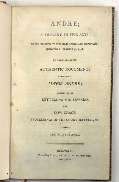 New-York: Printed by T. & J. Swords, 1798. viii, -109, , pp. Occasional minor spotting. Finely bound...