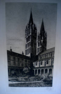 [Eau-forte figurant L'Abbaye aux hommes  Caen].