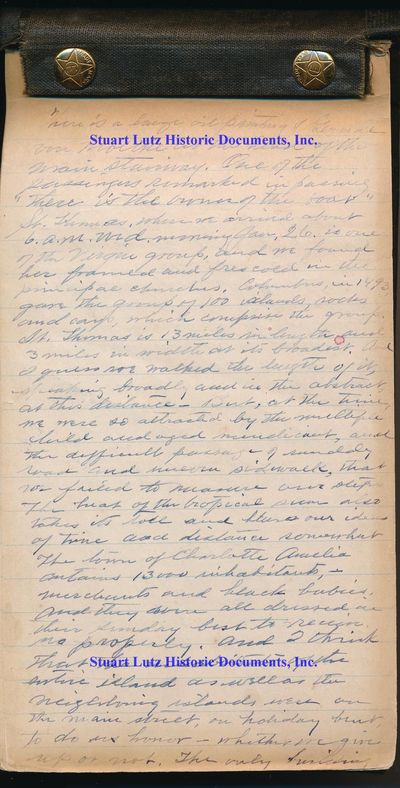 An Early 20th-Century Travel Journal From A Cruise Through The Caribbean, Written By A Man From Hudson, New York