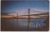 Bay Bridge at Night, San Francisco, California, 1950s unused Postcard