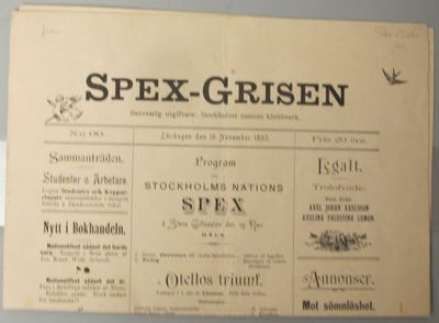 Spex-Grisen. N:o 00. Lördagen den 19 November…