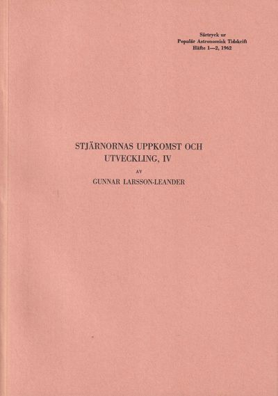 Stjärnornas uppkomst och utveckling, IV [=…
