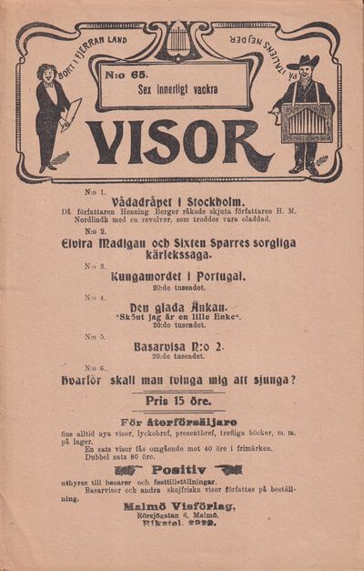 Sex innerligt vackra visor. [Utg. av] Malmö…