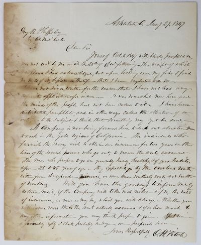 [Manuscript Letter Discussing the Sale of Life Insurance to an Ohio Group Bound for the California Gold Rush]
