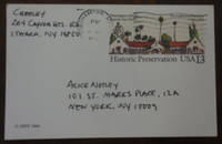 cover of Handwritten Postcard Signed from Creeley to Poet Alice Notley dated January 19, 1985
