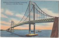 Delaware Memorial Bridge Connecting Delaware with New Jersey, 1953 used linen Postcard