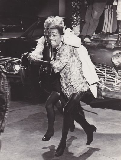 Paris: Le Spectacle du Monde, 1969. Vintage borderless reference photograph from the 1969 film, show...