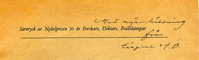 Litteraturpriset. Särtryck ur Nobelprisen 50 år.…