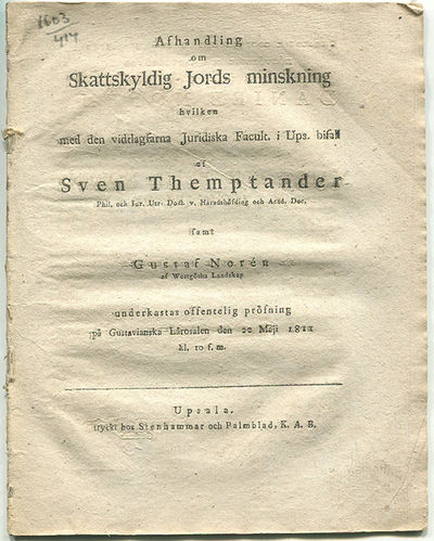 Afhandling om skattskyldig jords minskning. A.a.