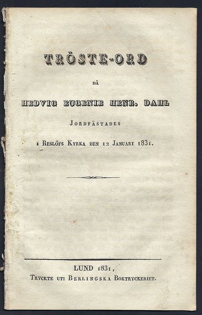 Tröste-ord då Hedvig Eugenie Henr. Dahl.…