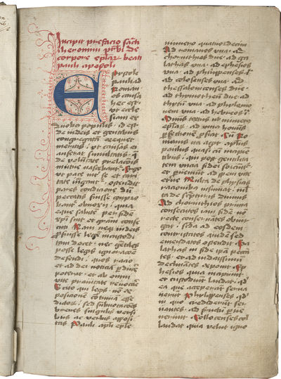 Latin Bible, part (Pauline and Catholic Epistles, Acts, Apocalypse); NICHOLAS OF LYRA, Postillae (Commentaries on the Pauline and Catholic Epistles, Acts, Apocalypse); in Latin, decorated manuscript on paper