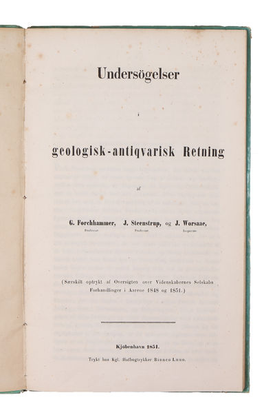 Undersøgelser i geologisk-antiqvarisk Retning. (Offprint from "Videnskabernes Selskabs Forhandlinger"). - [FOUNDATIONAL WORK IN ARCHAEOLOGY - PRESENTATION COPY] (photo 4)