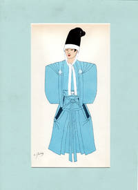 image of Emile Gallois: 31 Matted Japanese & Indonesian costume prints from 'Costumes Japonais et Indonesiens' by Emile Gallois. Vitange Oriental Asian Gallois Manually Executed Pochoir Prints.