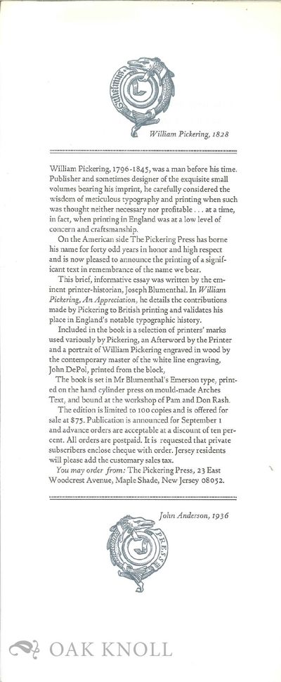 WILLIAM PICKERING PROSPECTUS