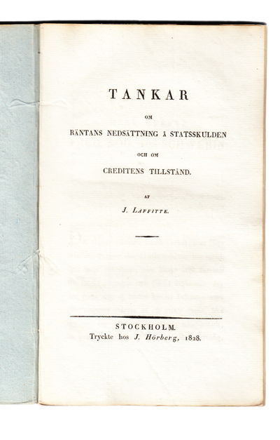 Tankar om räntans nedsättning å statsskulden och…