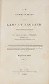 New Commentaries on the Laws of England. 4 Vols. 1st American Edition