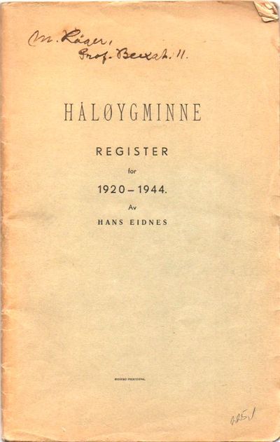 Håløygminne. Register for 1920–1944.