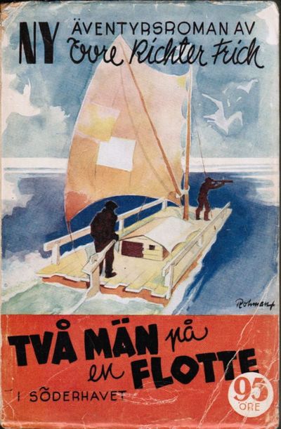 Två män på en flotte i Söderhavet.